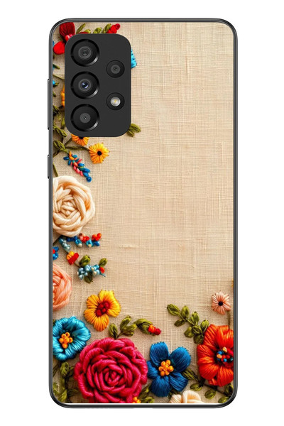 Le Balvo Samsung Galaxy A33 Uyumlu İşlemeli İğne Oyası Baskılı Silikon Kılıf