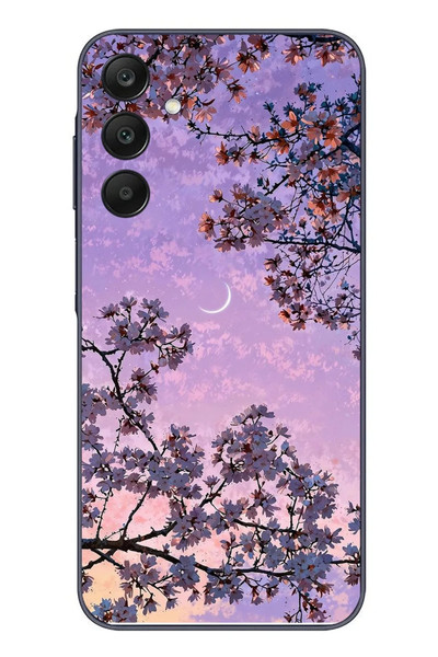 Le Balvo Samsung Galaxy A25 Uyumlu Mor Gökyüzülü Ağaç Baskılı Silikon Kılıf