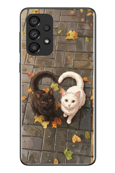 Le Balvo Samsung Galaxy A33 Uyumlu Kalp Kuyruklu Kediler Baskılı Silikon Kılıf