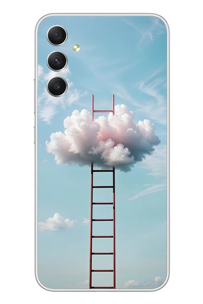 Le Balvo Samsung Galaxy A34 Uyumlu Buluta Çıkan Merdiven Baskılı Silikon Kılıf