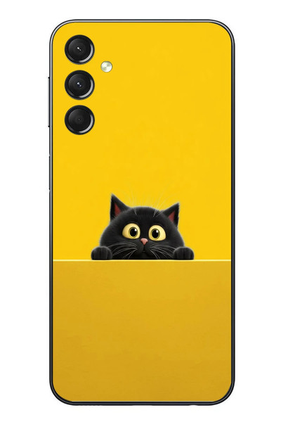 Le Balvo Samsung Galaxy A24 Uyumlu Sarı Gözlü Kedi Baskılı Silikon Kılıf