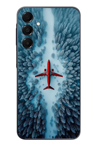 Le Balvo Samsung Galaxy A16 Uyumlu Kış Ortasında Uçak Baskılı Silikon Kılıf