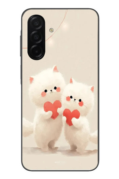Le Balvo Samsung Galaxy A26 Uyumlu Kalpli Beyaz Kediler Baskılı Silikon Kılıf