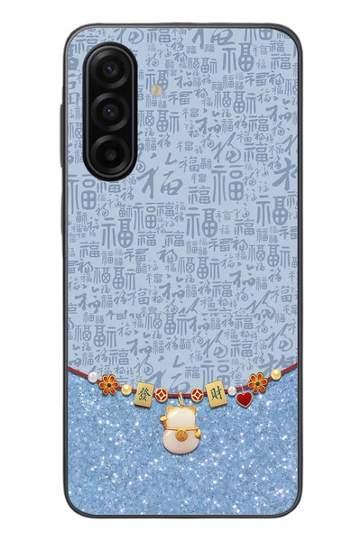Le Balvo Samsung Galaxy A17 Uyumlu Mavi Japon Desen Baskılı Silikon Kılıf