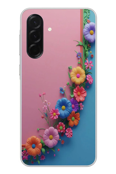 Le Balvo Samsung Galaxy A36 Uyumlu Pembe Mavi Sarmaşık Baskılı Silikon Kılıf