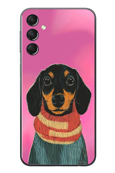 Le Balvo Samsung Galaxy A24 Uyumlu Sevimli Siyah Köpek Baskılı Silikon Kılıf
