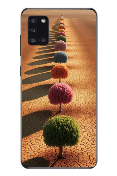 Le Balvo Samsung Galaxy A31 Uyumlu Sıralı Renkli Ağaçlar Baskılı Silikon Kılıf