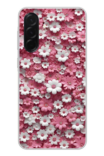 Le Balvo Samsung Galaxy A36 Uyumlu Beyaz Pembe Papatyalar Baskılı Silikon Kılıf