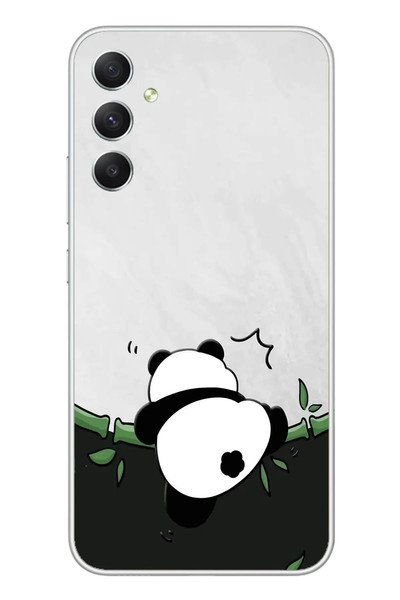 Le Balvo Samsung Galaxy A34 Uyumlu Bambuya Çıkan Panda Baskılı Silikon Kılıf