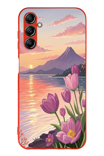 Le Balvo Samsung Galaxy A14 Uyumlu Çiçek Yağlı Boya Baskılı Silikon Kılıf