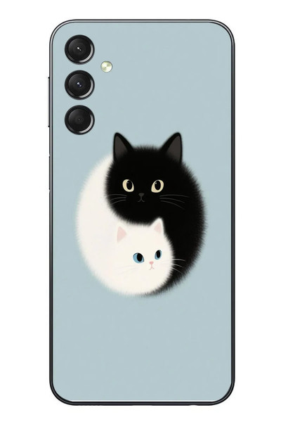 Le Balvo Samsung Galaxy A24 Uyumlu Yin Yang Kediler Baskılı Silikon Kılıf