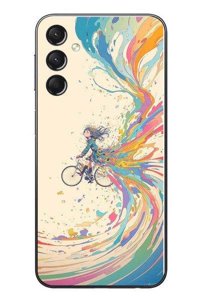 Le Balvo Samsung Galaxy A24 Uyumlu Rengarenk Bisikletli Kız Baskılı Silikon Kılıf
