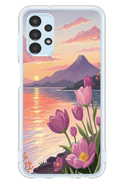 Le Balvo Samsung Galaxy A13 Uyumlu Çiçek Yağlı Boya Baskılı Silikon Kılıf
