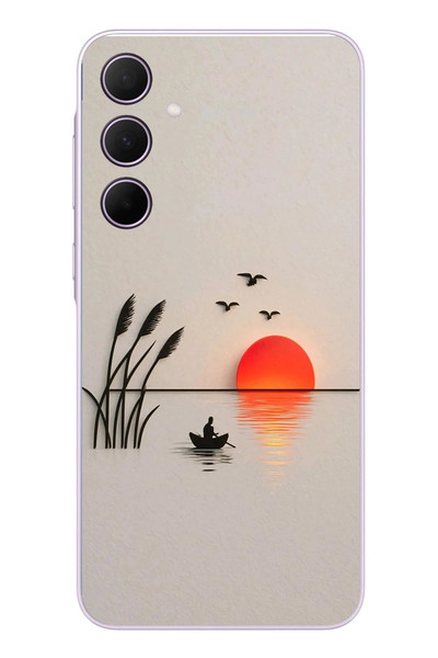 Le Balvo Samsung Galaxy A35 Uyumlu Gün Batımı Çizim Baskılı Silikon Kılıf