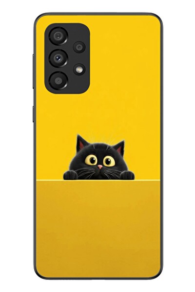 Le Balvo Samsung Galaxy A33 Uyumlu Sarı Gözlü Kedi Baskılı Silikon Kılıf