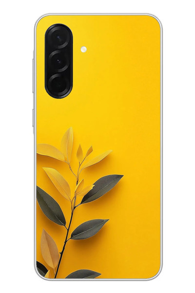 Le Balvo Samsung Galaxy A36 Uyumlu Sarı Siyah Çiçekler Baskılı Silikon Kılıf