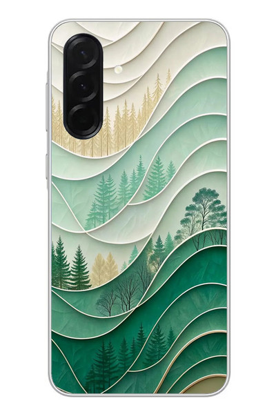 Le Balvo Samsung Galaxy A36 Uyumlu Beyaz Çizgili Orman Baskılı Silikon Kılıf