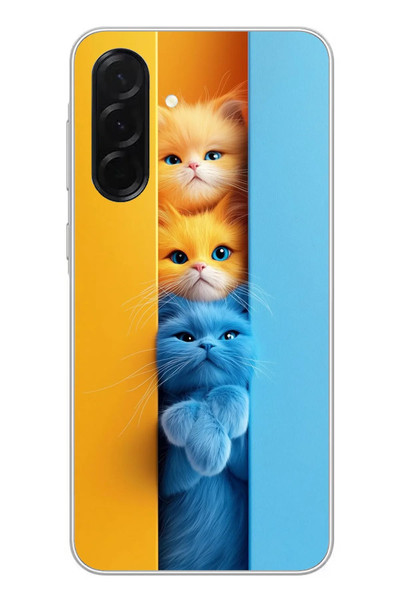 Le Balvo Samsung Galaxy A36 Uyumlu Mavi Sarı Kediler Baskılı Silikon Kılıf