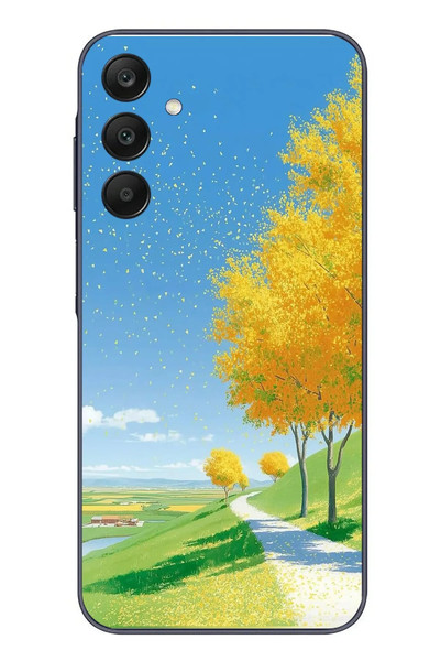 Le Balvo Samsung Galaxy A25 Uyumlu Sarı Sonbahar Ağacı Baskılı Silikon Kılıf
