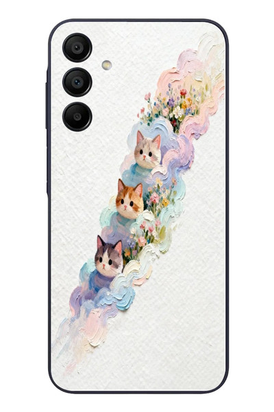 Le Balvo Samsung Galaxy A15 Uyumlu Yağlı Boya Kediler Baskılı Silikon Kılıf