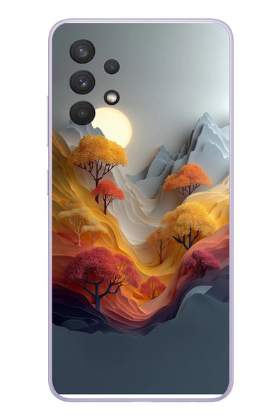 Le Balvo Samsung Galaxy A32 Uyumlu Renk Dalgalı Manzara Baskılı Silikon Kılıf