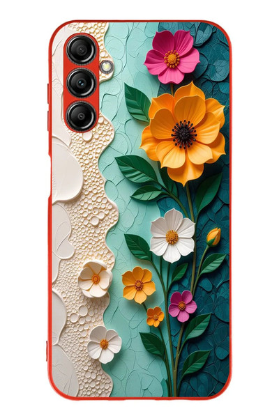 Le Balvo Samsung Galaxy A14 Uyumlu Güzel Modern Çiçekler Baskılı Silikon Kılıf