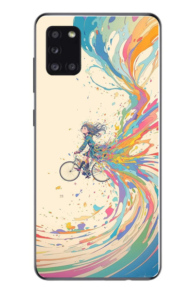 Le Balvo Samsung Galaxy A31 Uyumlu Rengarenk Bisikletli Kız Baskılı Silikon Kılıf