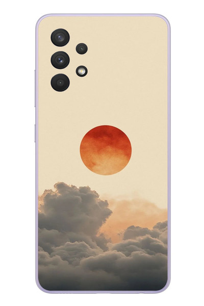 Le Balvo Samsung Galaxy A32 Uyumlu Bulut ve Güneş Baskılı Silikon Kılıf