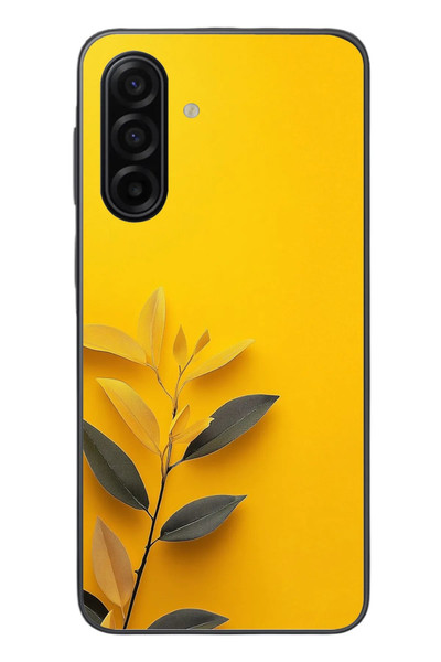 Le Balvo Samsung Galaxy A17 Uyumlu Sarı Siyah Çiçekler Baskılı Silikon Kılıf