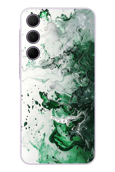Le Balvo Samsung Galaxy A35 Uyumlu Yeşil Beyaz Dalgalar Baskılı Silikon Kılıf