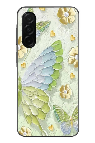 Le Balvo Samsung Galaxy A26 Uyumlu Yeşil Mavi Kelebek Baskılı Silikon Kılıf