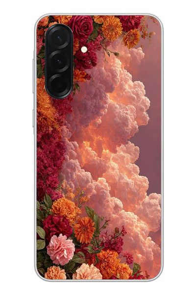 Le Balvo Samsung Galaxy A36 Uyumlu Güller ve Bulutlar Baskılı Silikon Kılıf