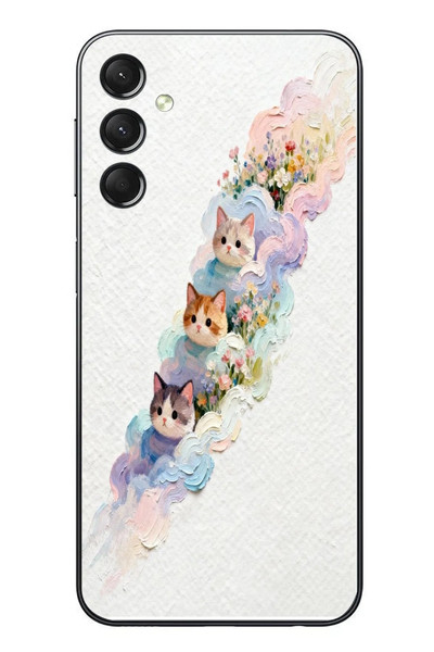 Le Balvo Samsung Galaxy A24 Uyumlu Yağlı Boya Kediler Baskılı Silikon Kılıf