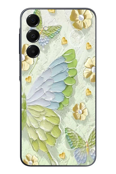 Le Balvo Samsung Galaxy A16 Uyumlu Yeşil Mavi Kelebek Baskılı Silikon Kılıf