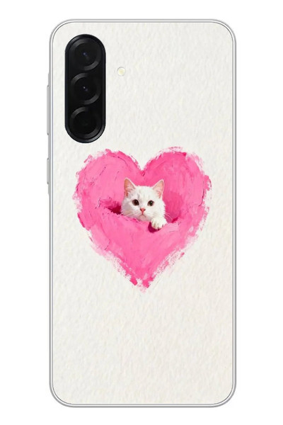 Le Balvo Samsung Galaxy A36 Uyumlu Pembe Kalpli Kedi Baskılı Silikon Kılıf