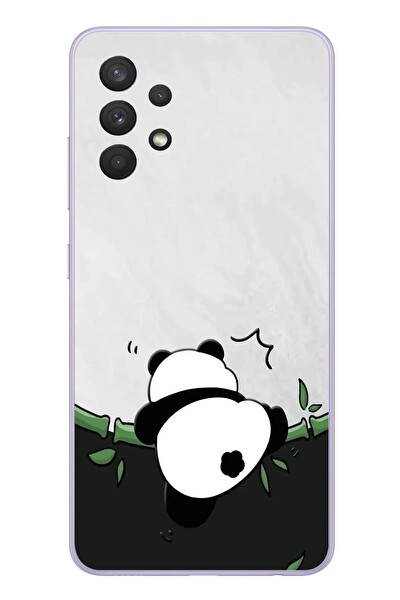 Le Balvo Samsung Galaxy A32 Uyumlu Bambuya Çıkan Panda Baskılı Silikon Kılıf