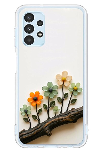 Le Balvo Samsung Galaxy A13 Uyumlu Dalda Açan Çiçekler Baskılı Silikon Kılıf