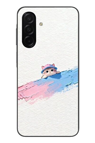 Le Balvo Samsung Galaxy A26 Uyumlu Pembe Mavi Kedi Baskılı Silikon Kılıf