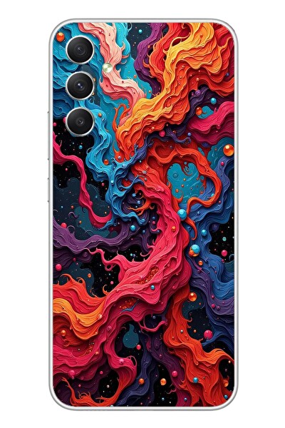 Le Balvo Samsung Galaxy A34 Uyumlu Dalgaların İz Karışımı Baskılı Silikon Kılıf