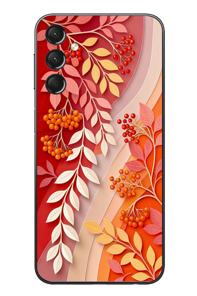 Le Balvo Samsung Galaxy A24 Uyumlu Kırmızı Beyaz İğdeler Baskılı Silikon Kılıf