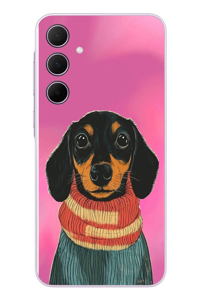 Le Balvo Samsung Galaxy A35 Uyumlu Sevimli Siyah Köpek Baskılı Silikon Kılıf