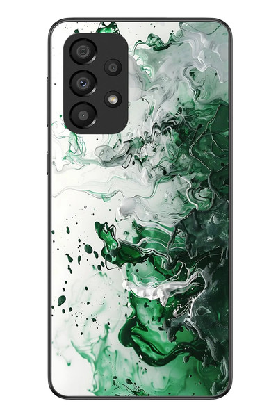 Le Balvo Samsung Galaxy A33 Uyumlu Yeşil Beyaz Dalgalar Baskılı Silikon Kılıf
