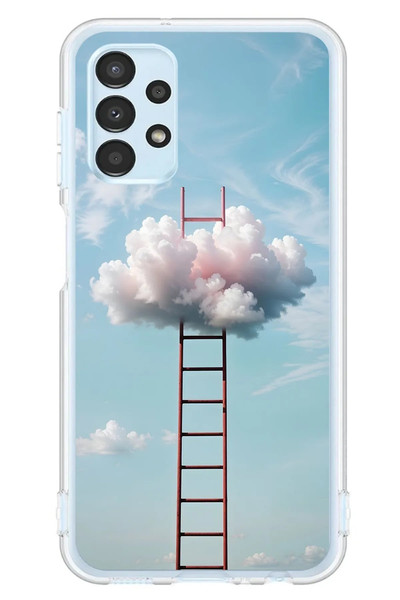 Le Balvo Samsung Galaxy A13 Uyumlu Buluta Çıkan Merdiven Baskılı Silikon Kılıf