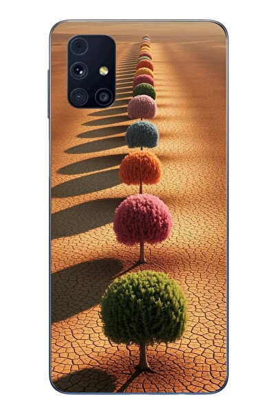 Le Balvo Samsung Galaxy M31s Uyumlu Sıralı Renkli Ağaçlar Baskılı Silikon Kılıf