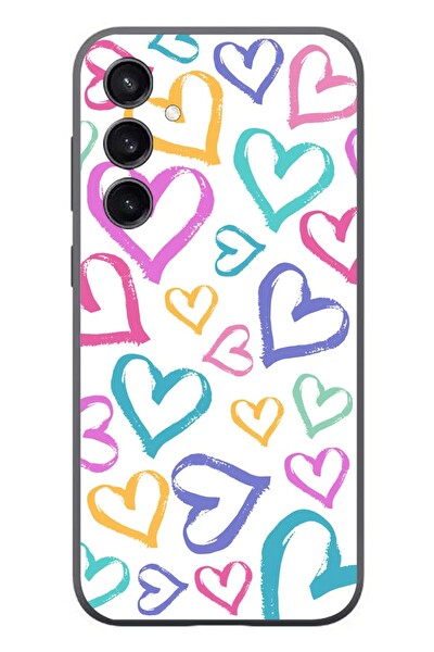 Le Balvo Samsung Galaxy S23 Uyumlu Modern Çizgi Kalpler Baskılı Silikon Kılıf