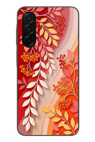 Le Balvo Samsung Galaxy A26 Uyumlu Kırmızı Beyaz İğdeler Baskılı Silikon Kılıf
