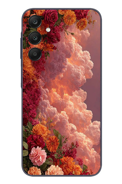 Le Balvo Samsung Galaxy A25 Uyumlu Güller ve Bulutlar Baskılı Silikon Kılıf