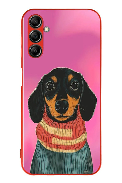 Le Balvo Samsung Galaxy A14 Uyumlu Sevimli Siyah Köpek Baskılı Silikon Kılıf