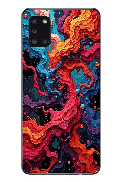Le Balvo Samsung Galaxy A31 Uyumlu Dalgaların İz Karışımı Baskılı Silikon Kılıf