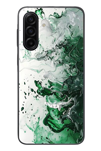 Le Balvo Samsung Galaxy A17 Uyumlu Yeşil Beyaz Dalgalar Baskılı Silikon Kılıf